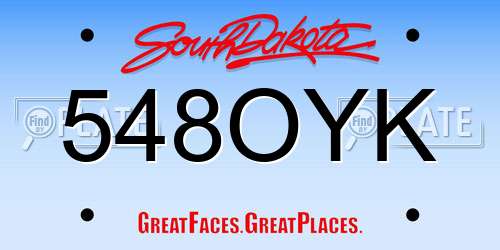 548OYK South Dakota License Plate