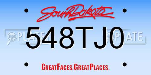 548TJ0 South Dakota License Plate
