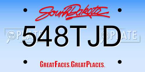 548TJD South Dakota License Plate