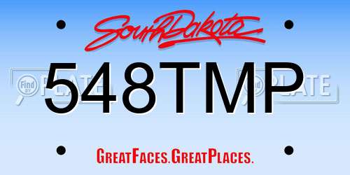548TMP South Dakota License Plate