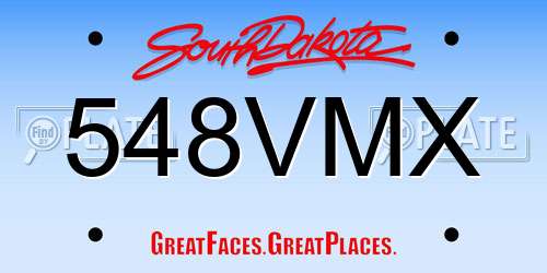 548VMX South Dakota License Plate