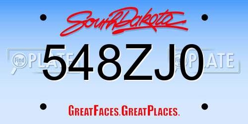 548ZJ0 South Dakota License Plate