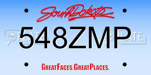 548ZMP South Dakota License Plate