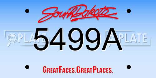 5499A South Dakota License Plate