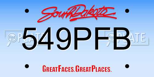 549PFB South Dakota License Plate