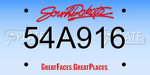 54A916 South Dakota License Plate