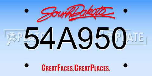 54A950 South Dakota License Plate