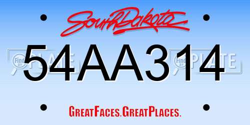 54AA314 South Dakota License Plate