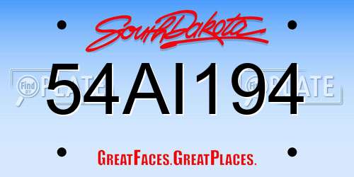 54AI194 South Dakota License Plate