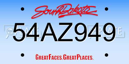 54AZ949 South Dakota License Plate