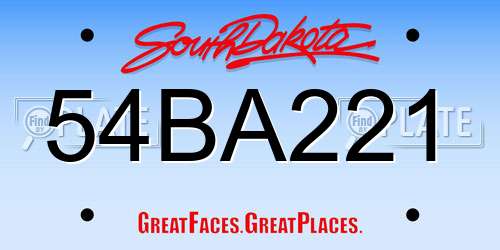 54BA221 South Dakota License Plate