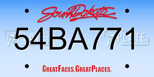 54BA771 South Dakota License Plate