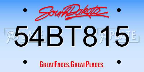 54BT815 South Dakota License Plate