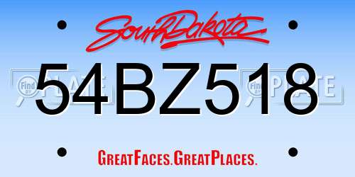 54BZ518 South Dakota License Plate