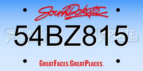 54BZ815 South Dakota License Plate
