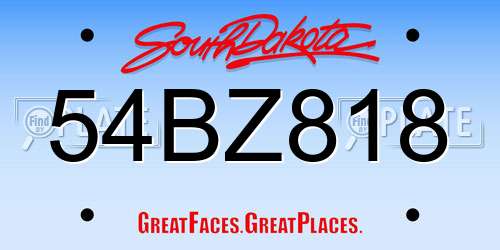 54BZ818 South Dakota License Plate