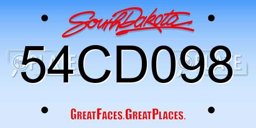 54CD098 South Dakota License Plate