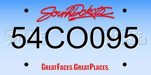 54CO095 South Dakota License Plate