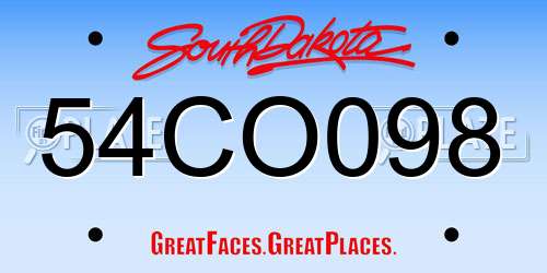 54CO098 South Dakota License Plate