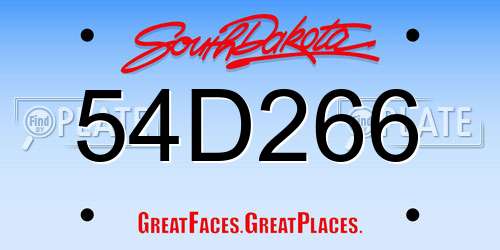 54D266 South Dakota License Plate