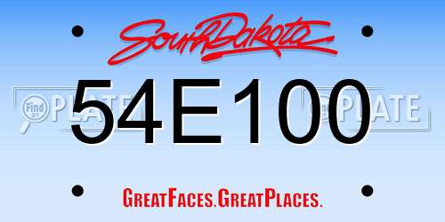 54E100 South Dakota License Plate