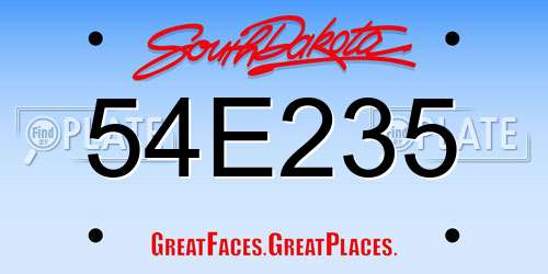 54E235 South Dakota License Plate