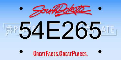 54E265 South Dakota License Plate