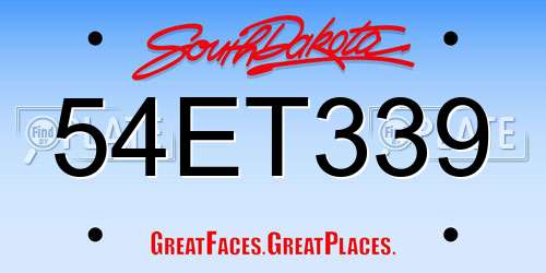 54ET339 South Dakota License Plate
