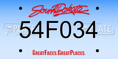 54F034 South Dakota License Plate