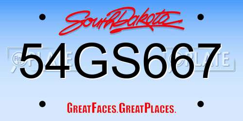 54GS667 South Dakota License Plate