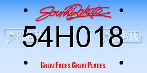 54H018 South Dakota License Plate