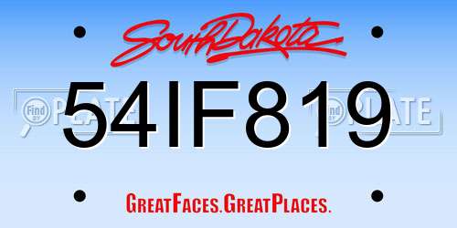 54IF819 South Dakota License Plate