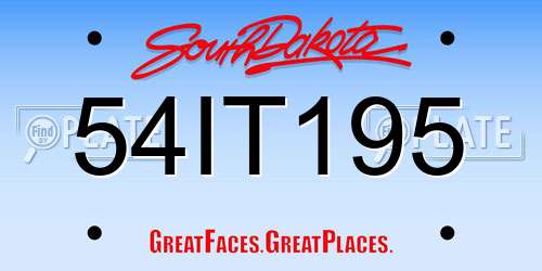 54IT195 South Dakota License Plate