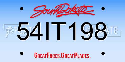 54IT198 South Dakota License Plate