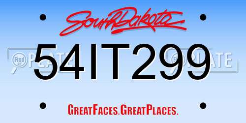 54IT299 South Dakota License Plate