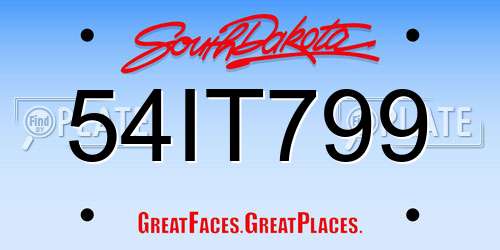 54IT799 South Dakota License Plate