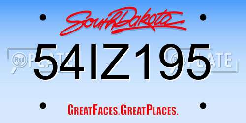 54IZ195 South Dakota License Plate