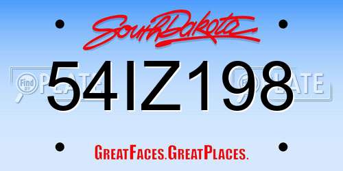 54IZ198 South Dakota License Plate