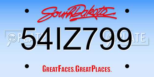 54IZ799 South Dakota License Plate