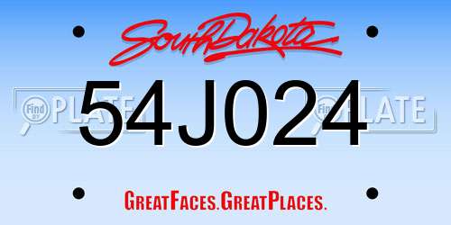 54J024 South Dakota License Plate