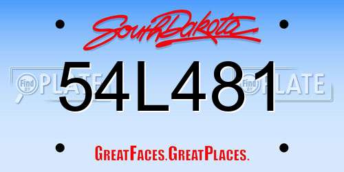 54L481 South Dakota License Plate