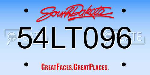 54LT096 South Dakota License Plate
