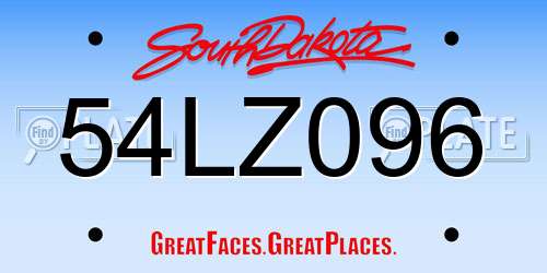 54LZ096 South Dakota License Plate