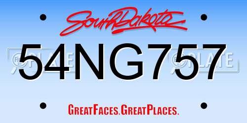 54NG757 South Dakota License Plate