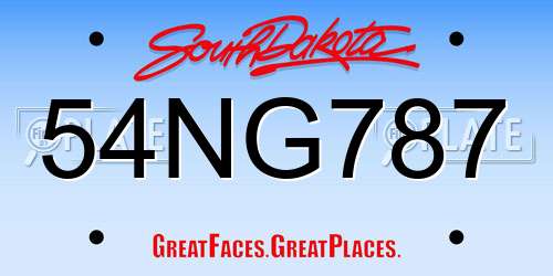 54NG787 South Dakota License Plate