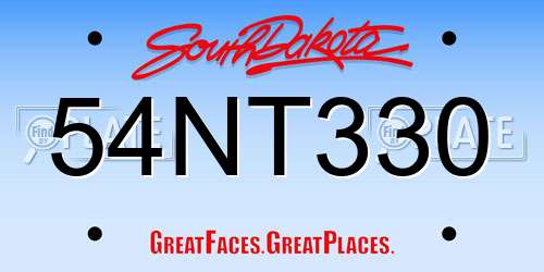 54NT330 South Dakota License Plate