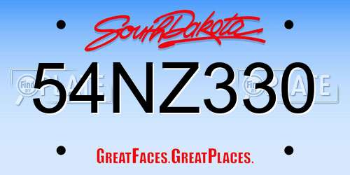 54NZ330 South Dakota License Plate