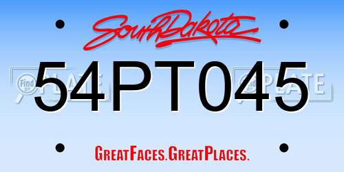 54PT045 South Dakota License Plate