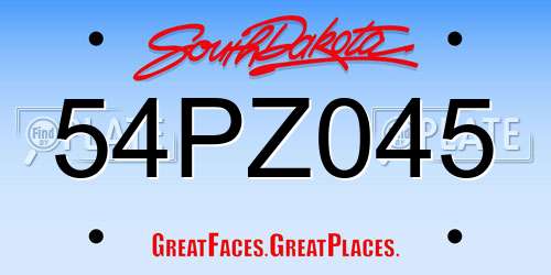 54PZ045 South Dakota License Plate