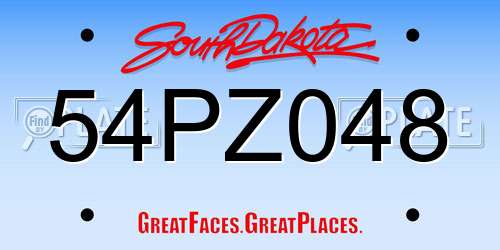 54PZ048 South Dakota License Plate